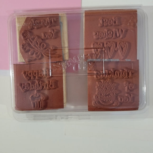 Stampin Up Swirls and Blossoms & Simple Wishes  Wooden Block Rubber Stamp Set - Picture 5 of 12